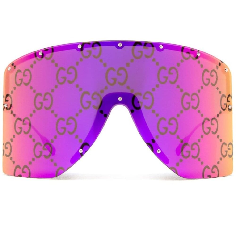 GUCCI Oversized Mask Pink GG Hologram sunglasses